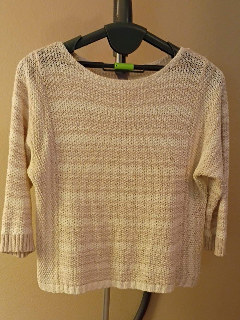 Chico's Cream Open-Knit Crewneck Sweater SIZE 1/M